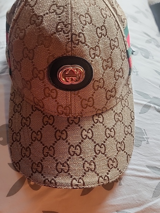 Gucci Other - Gucci Beige Monogram Baseball Cap with Gold Logo